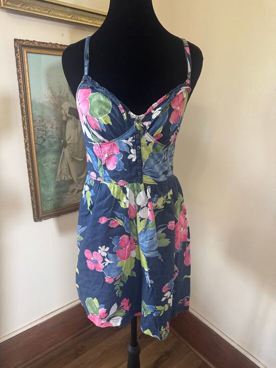Hollister Dresses & Skirts - 100% Cotton Hollister Floral Mini Dress S Smocked Y2K 2000s Sundress Cottagecore